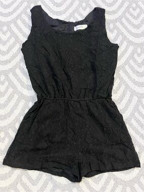 WAFFLE // Design by Korea Black Lace Tank Short Romper Small NWoT